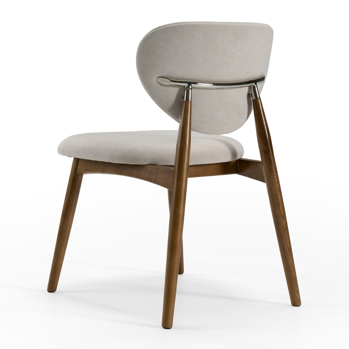Savannah Mid-Century Modern Grey Fabric + Walnut Dining Chair