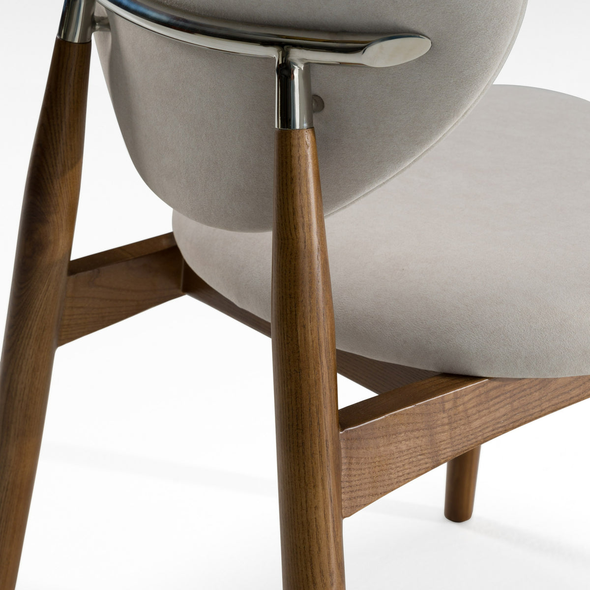 Savannah Mid-Century Modern Grey Fabric + Walnut Dining Chair