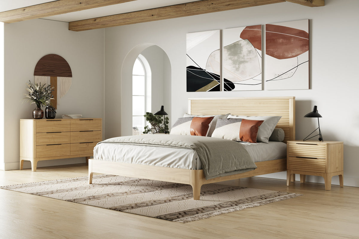 Queen Seattle Modern Natural Oak Bedroom Set