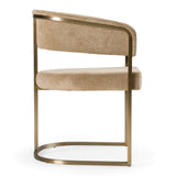 Sebastian Modern Brown Fabric + Antique Brass Dining Chair