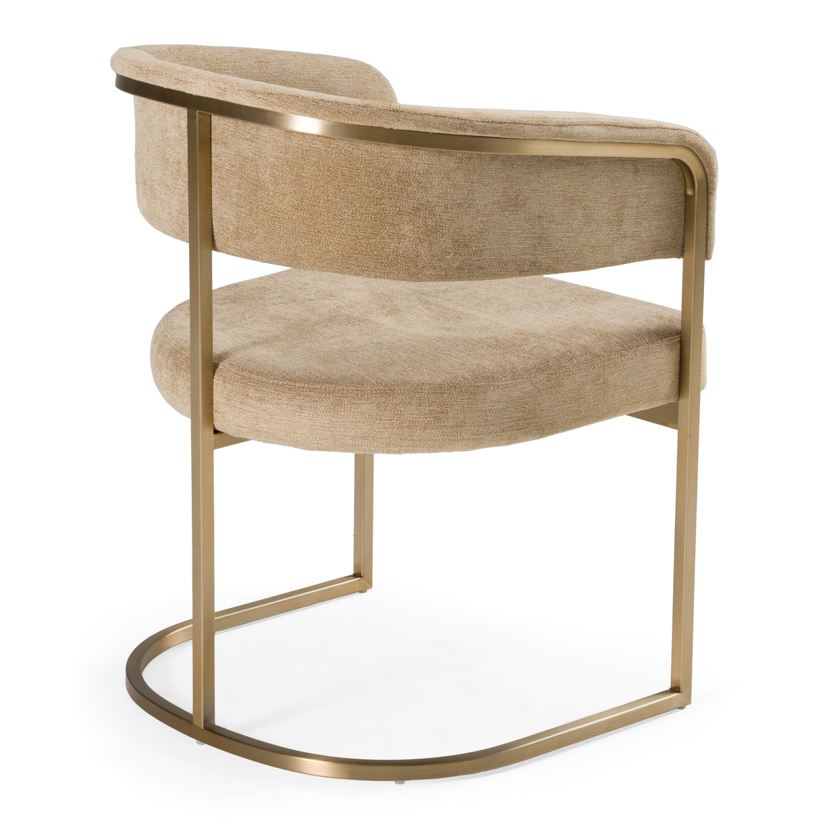 Sebastian Modern Brown Fabric + Antique Brass Dining Chair