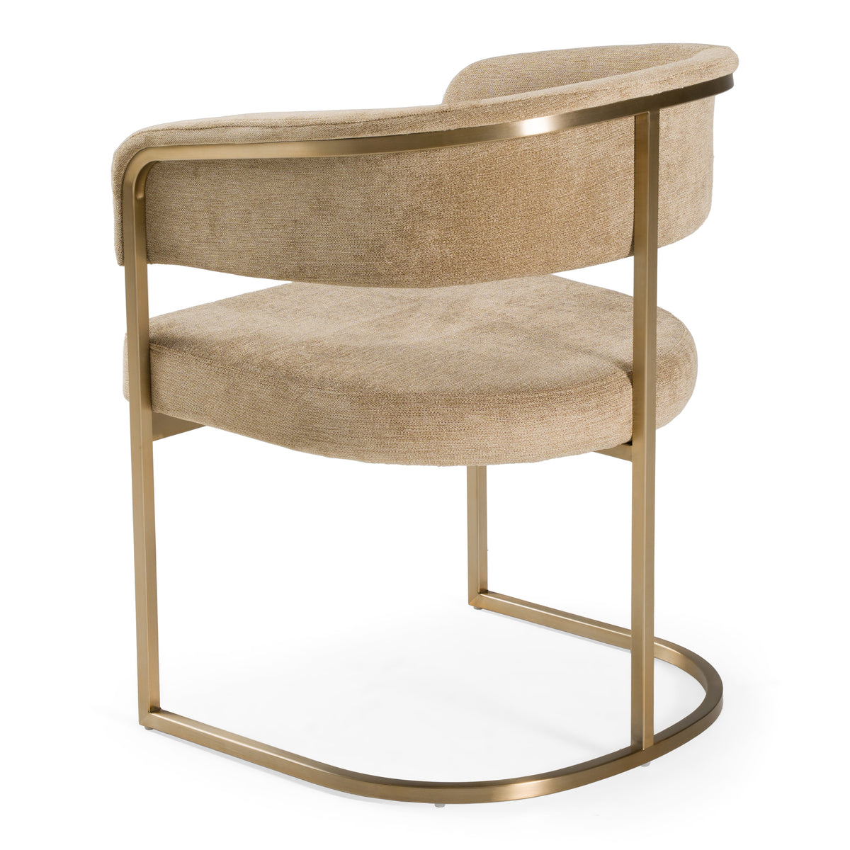 Sebastian Modern Brown Fabric + Antique Brass Dining Chair