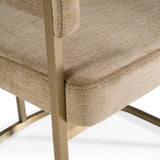 Sebastian Modern Brown Fabric + Antique Brass Dining Chair
