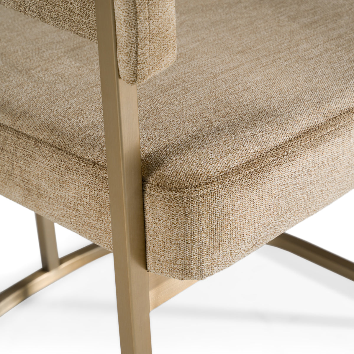 Sebastian Modern Brown Fabric + Antique Brass Dining Chair