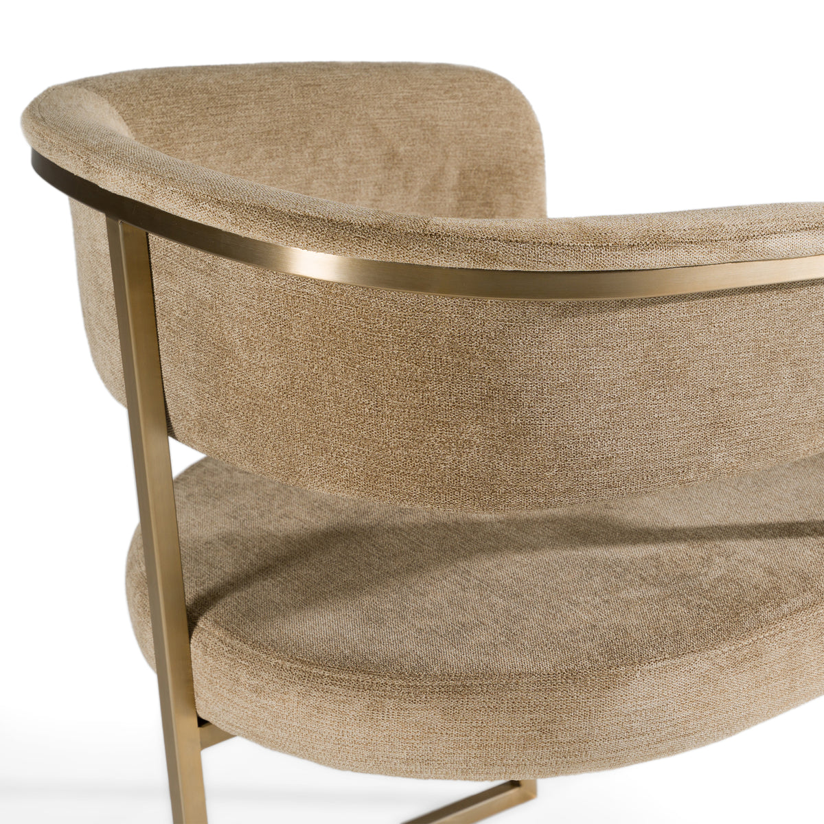 Sebastian Modern Brown Fabric + Antique Brass Dining Chair