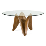 Seguin Round Glass + Walnut Dining Table
