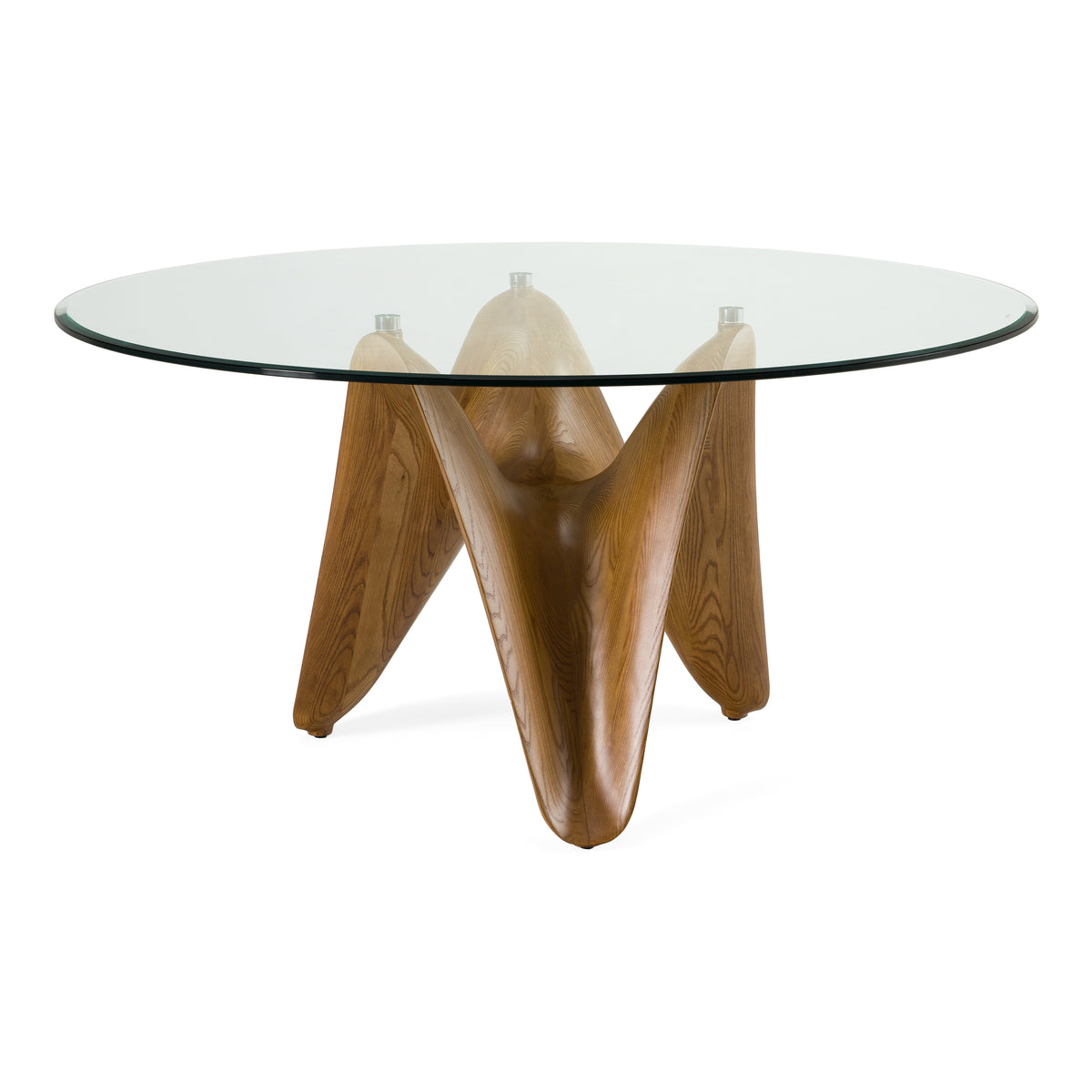 Seguin Round Glass + Walnut Dining Table