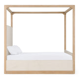 Sergio Modern Beige Fabric + Natural Oak Canopy Bed