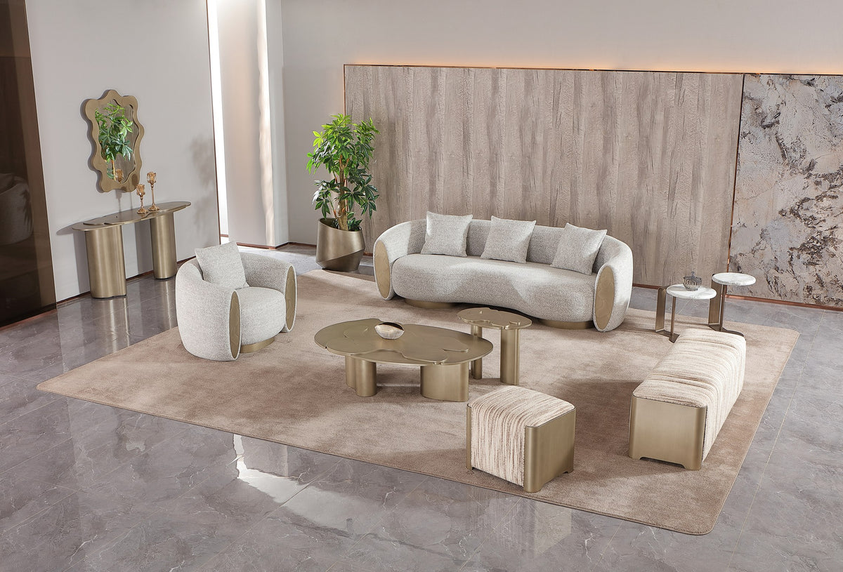 Glimpse Modern Antique Brass Nesting Coffee Table Set