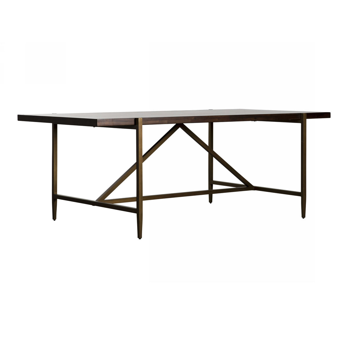 Shane Modern Acacia & Brass Dining Table