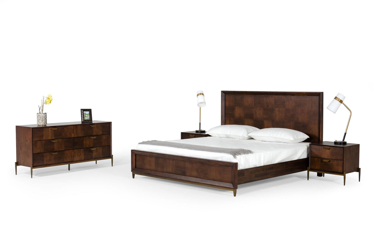 Shane Modern Acacia & Brass Bed