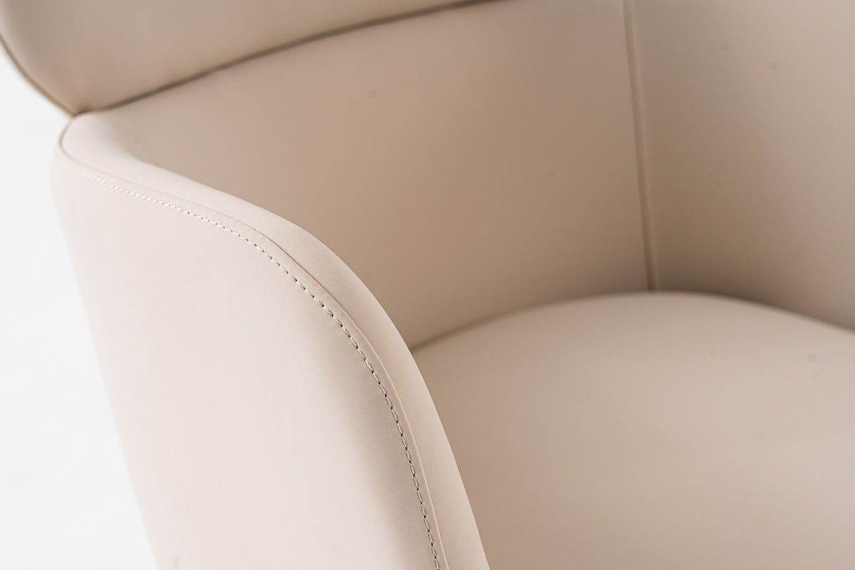 Shannon Modern Beige Vegan Leather + Rosegold Dining Chair