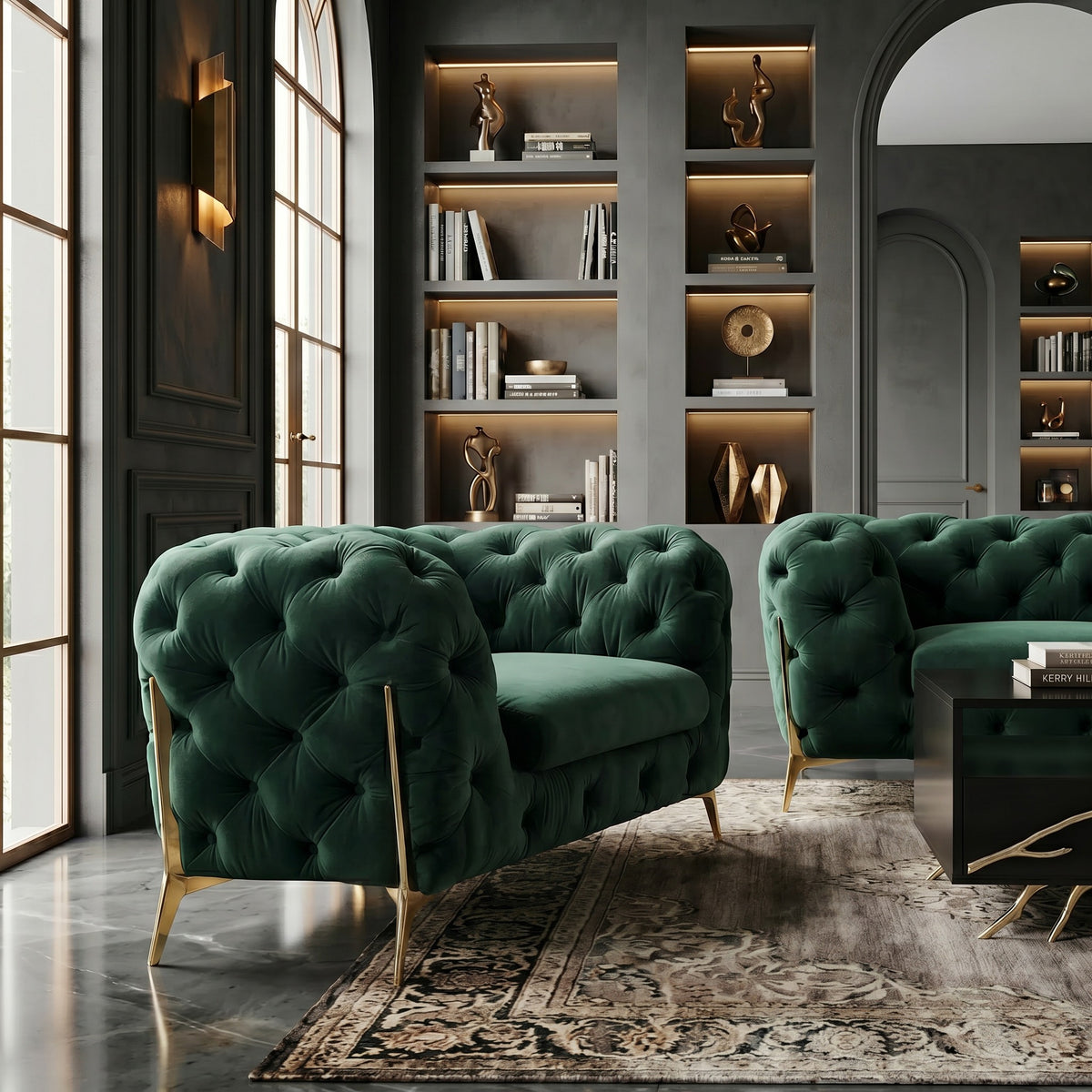 Sheila Transitional Emerald Green Fabric Chair