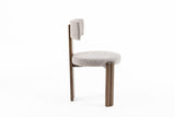 Sheridan Mid-Century Modern Grey Fabric + Walnut Dining Chair