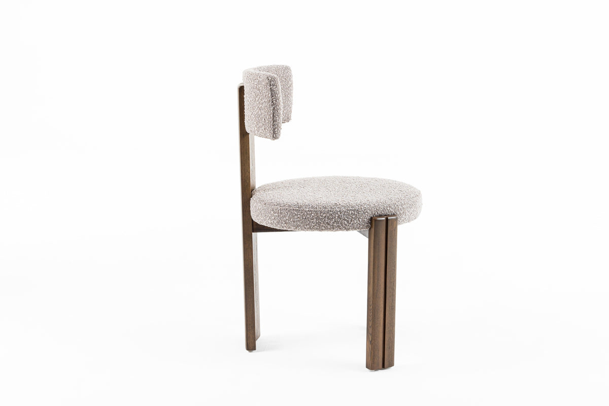 Sheridan Mid-Century Modern Grey Fabric + Walnut Dining Chair