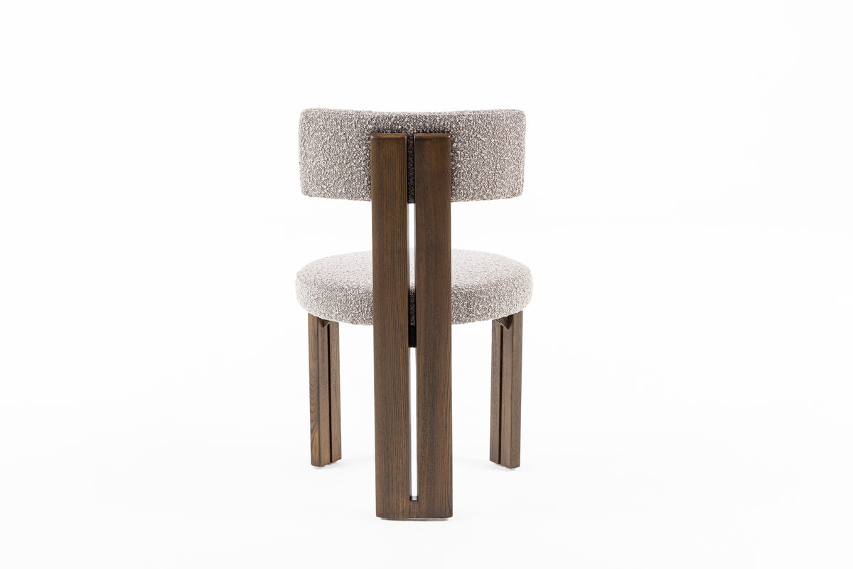 Sheridan Mid-Century Modern Grey Fabric + Walnut Dining Chair