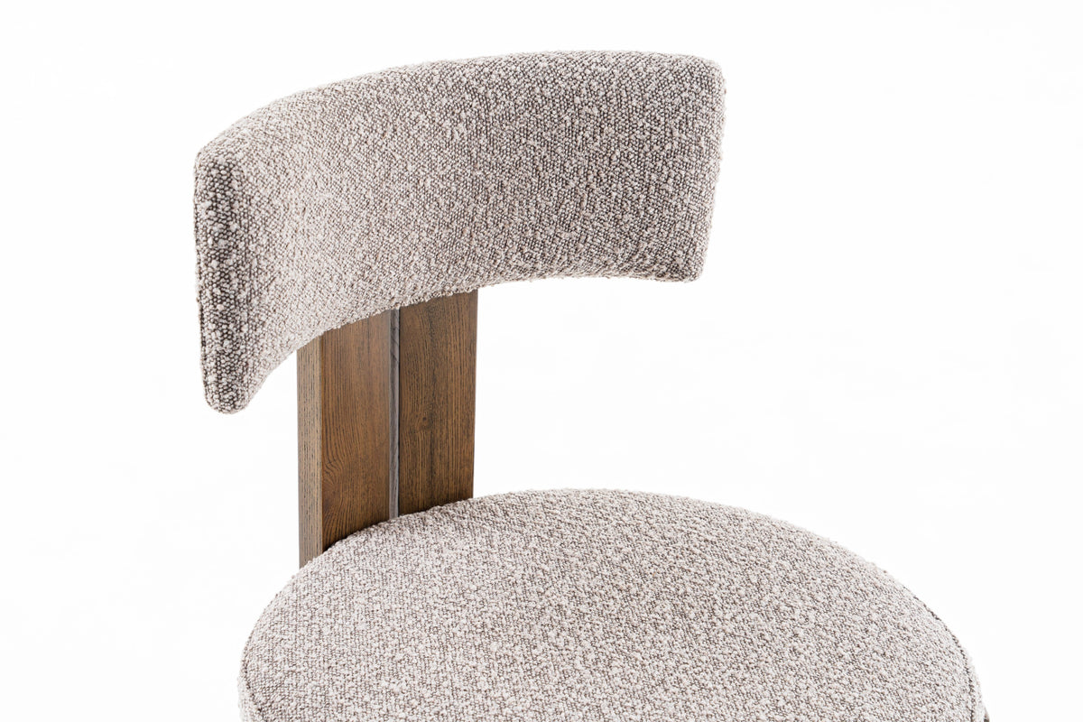 Sheridan Mid-Century Modern Grey Fabric + Walnut Dining Chair