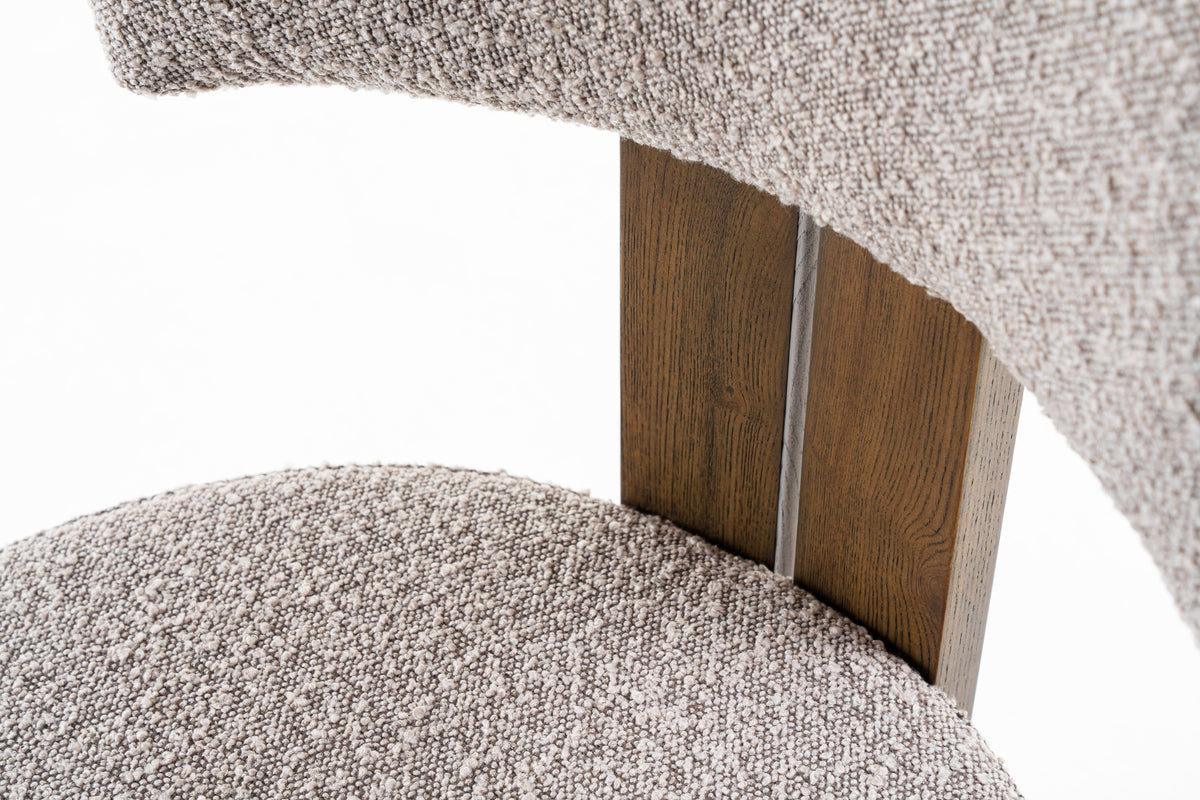 Sheridan Mid-Century Modern Grey Fabric + Walnut Dining Chair
