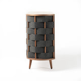 Sheridan Mid-Century Modern Grey Fabric + Walnut Buffet