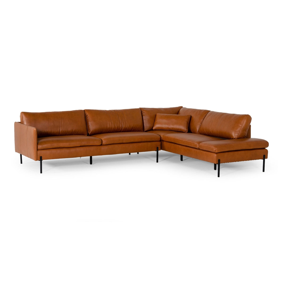 Sherry Modern Cognac Leather Right Facing Sectional Sofa
