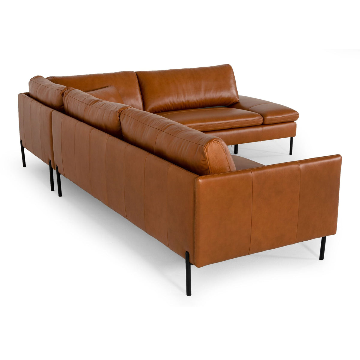 Sherry Modern Cognac Leather Right Facing Sectional Sofa