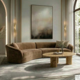 Sheth Modern Brown Fabric Curved Sectional Sofa
