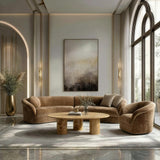 Sheth Modern Brown Fabric Curved Sectional Sofa