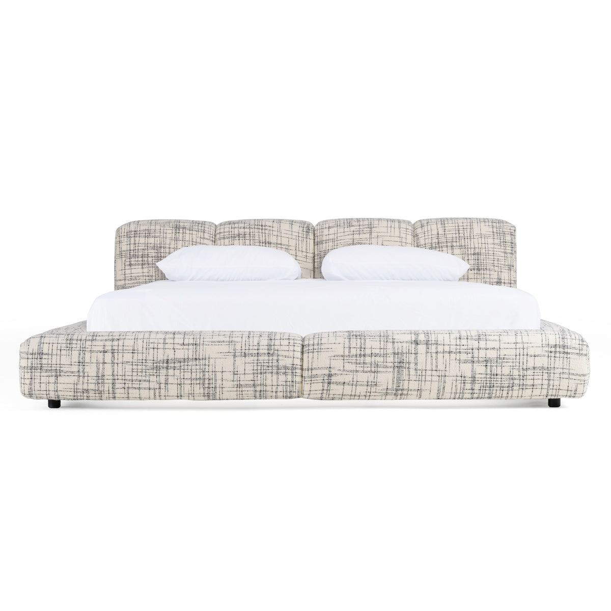 Shiloh Modern Off-White + Black Fabric Bed