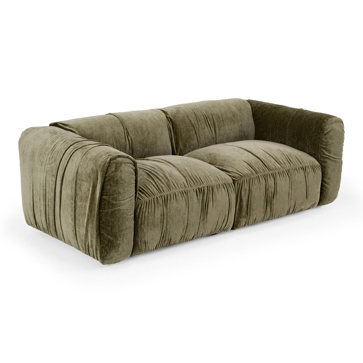 Siegal Modern Olive Green Fabric Loveseat Sofa