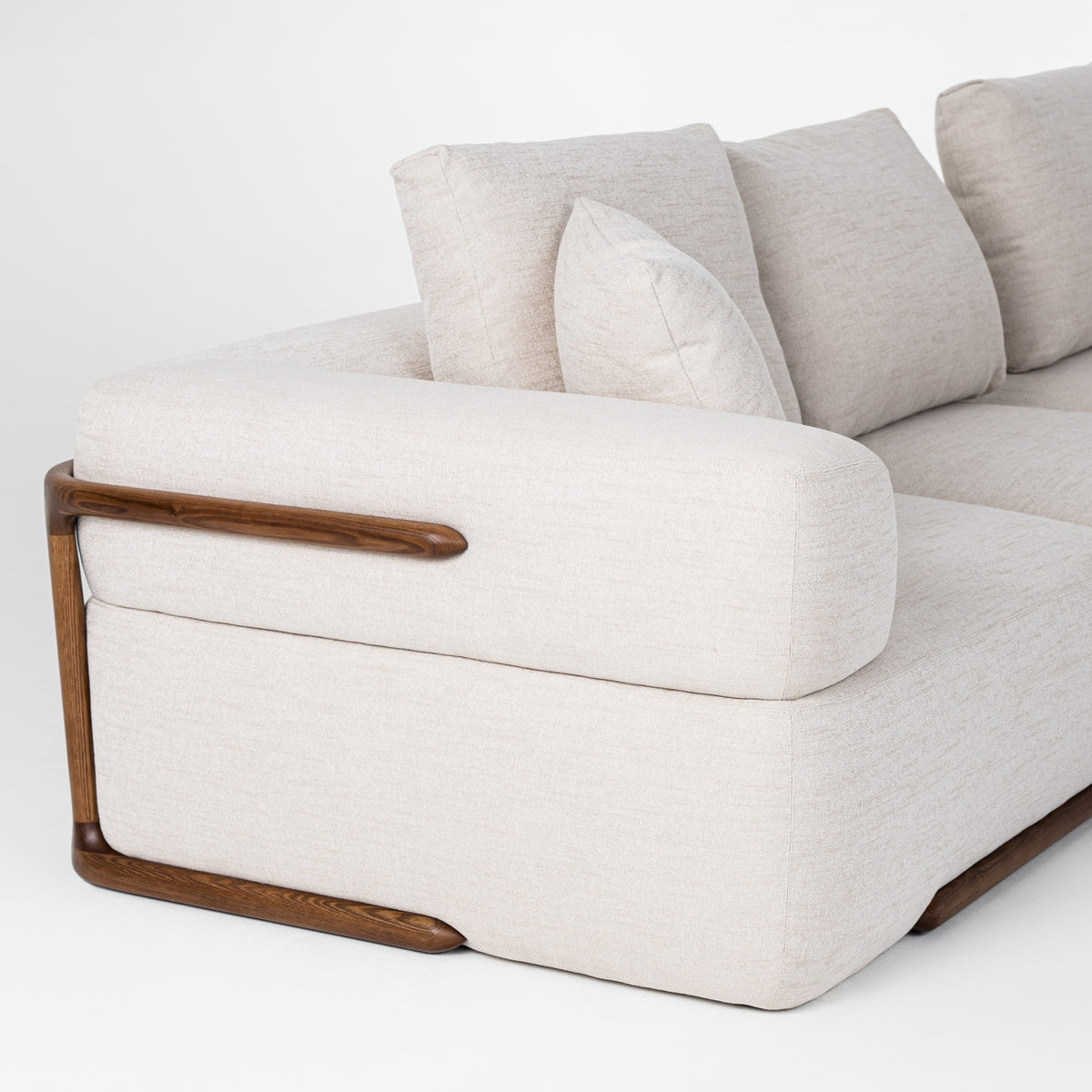 Simone Modern Off-White Fabric Sectional Sofa