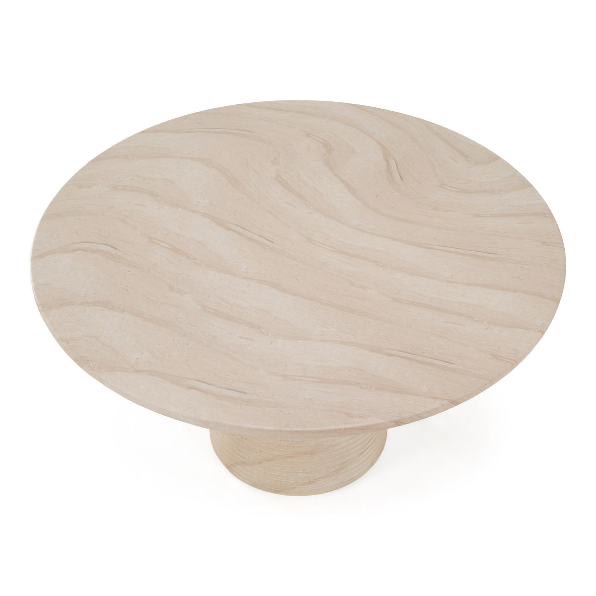 Sinai Modern Faux Travertine Concrete Round Dining Table