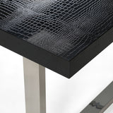 Skyline Modern Black Crocodile Lacquer Extendable Dining Table