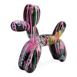 Small Graffiti Balloon Dog Black + Multi-Color Sculpture