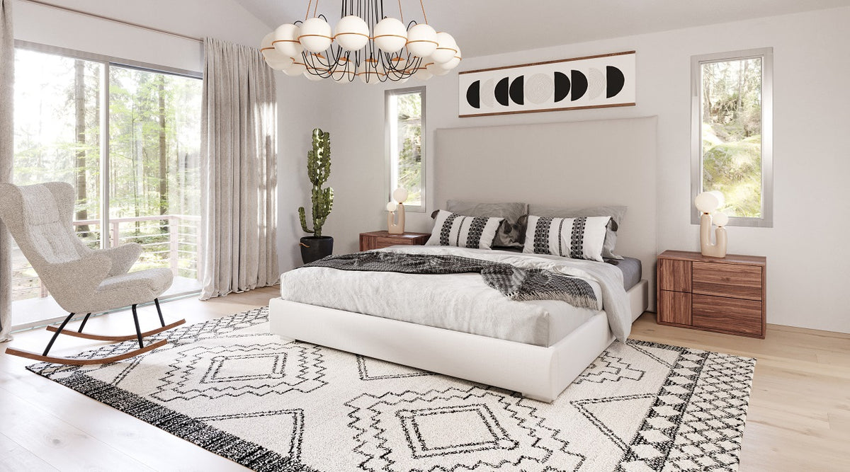 Sogno Italian Modern Beige Fabric High Headboard Q Bed