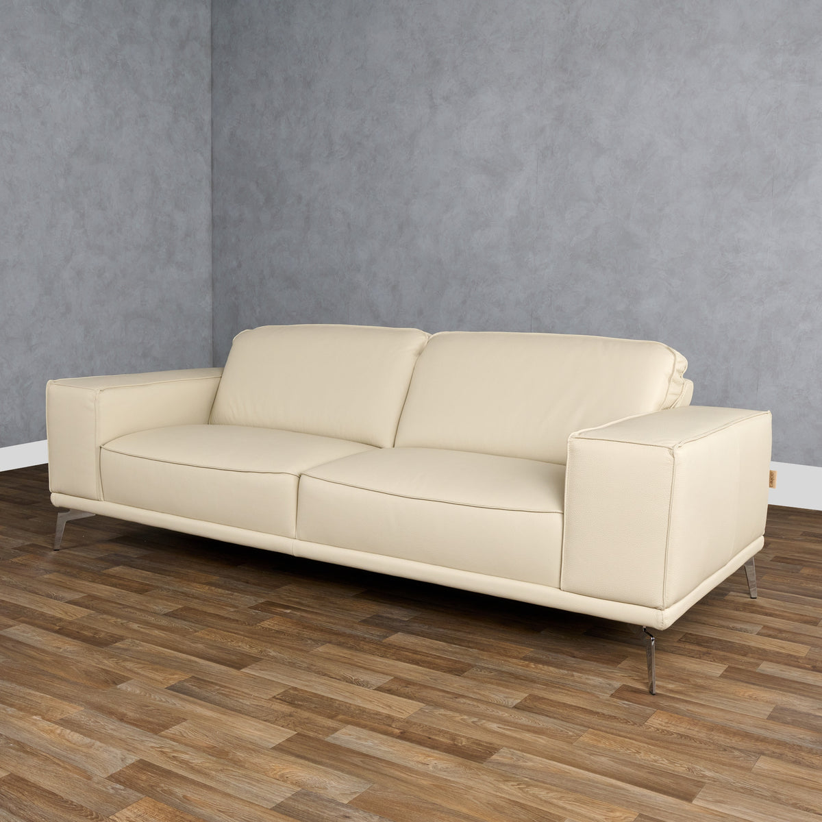 Soho Italian Off White Leather Sofa