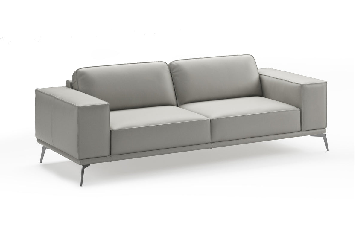 Soho Contemporary Italian Light Grey Leather Sofa
