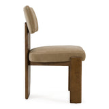 Solis Modern Tan Fabric + Walnut Dining Chair (Set of 2)