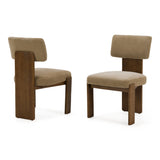 Solis Modern Tan Fabric + Walnut Dining Chair (Set of 2)