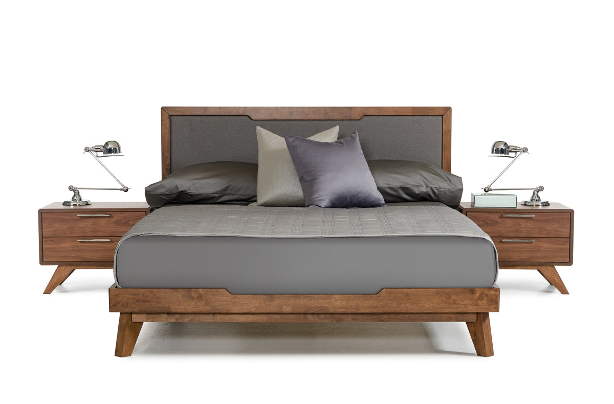Eastern King Soria Modern Grey & Walnut Bed
