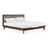 Soria Mid-Century Grey & Walnut Bed