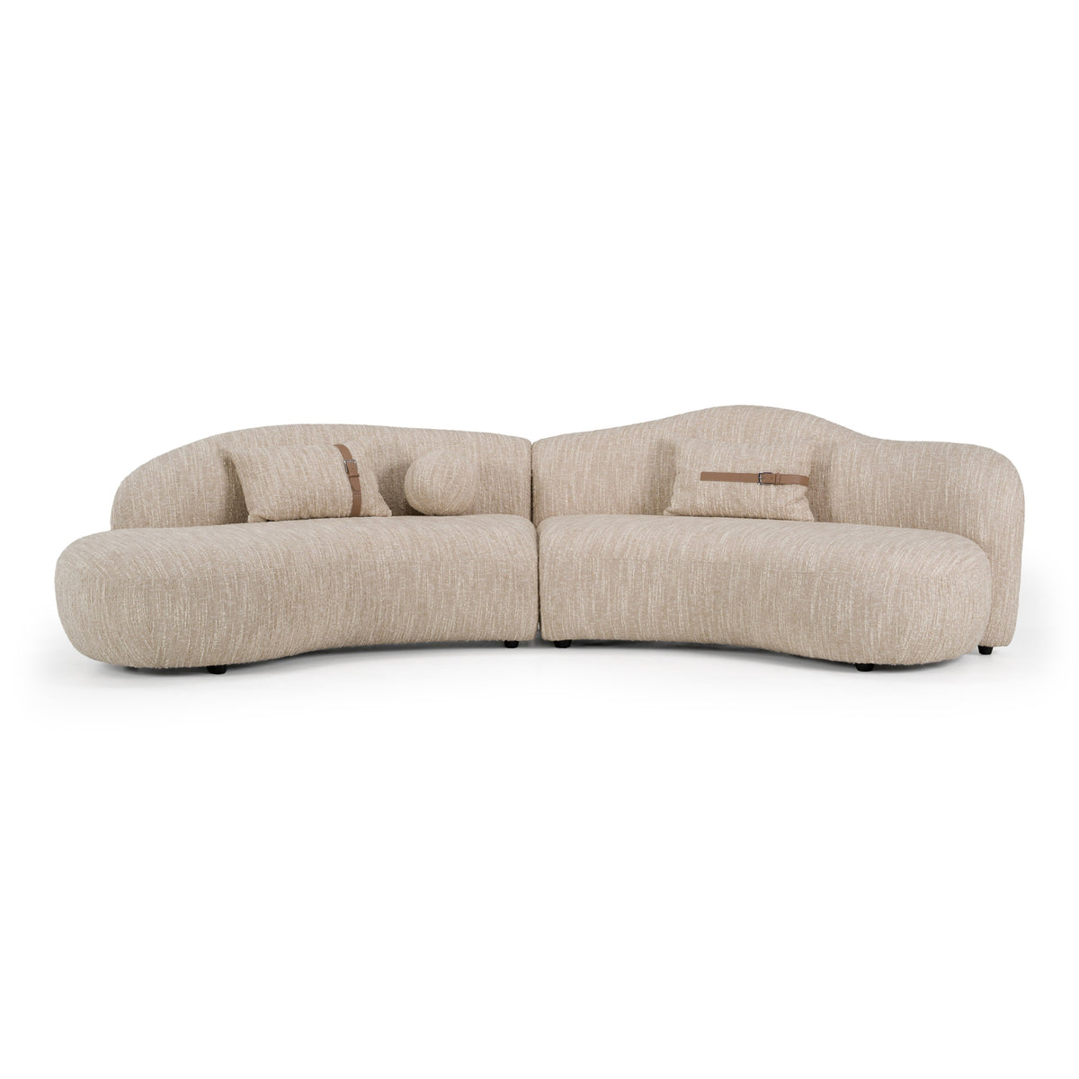 Spiro Modern Beige Fabric Curved Sectional Sofa