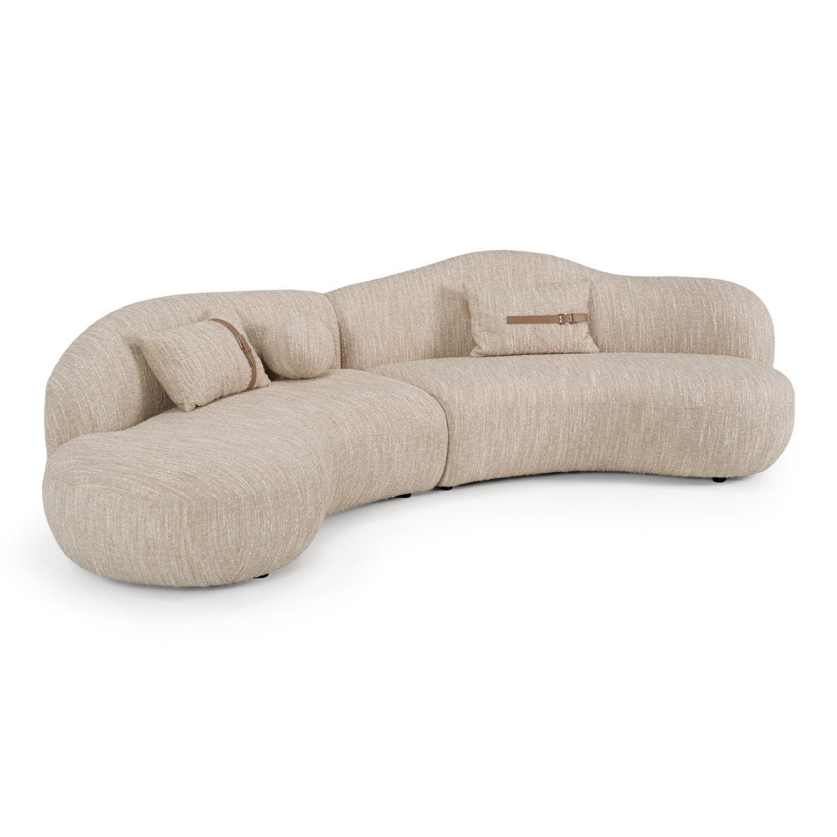 Spiro Modern Beige Fabric Curved Sectional Sofa
