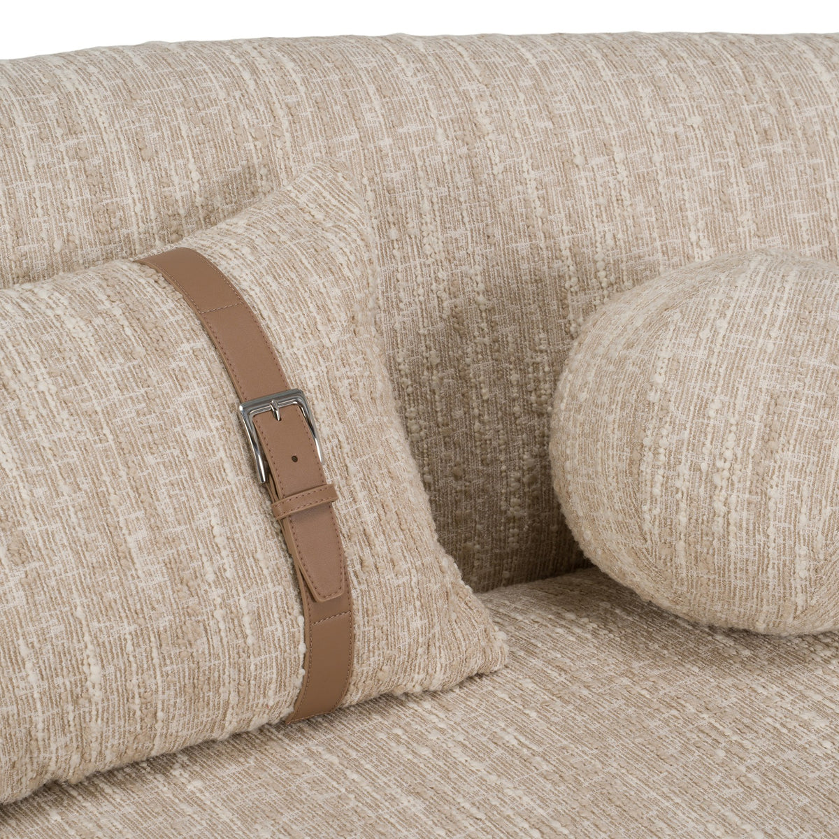 Spiro Modern Beige Fabric Curved Sectional Sofa