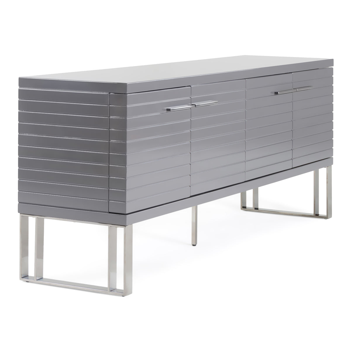 Splendor Grey High Gloss Slatted Buffet