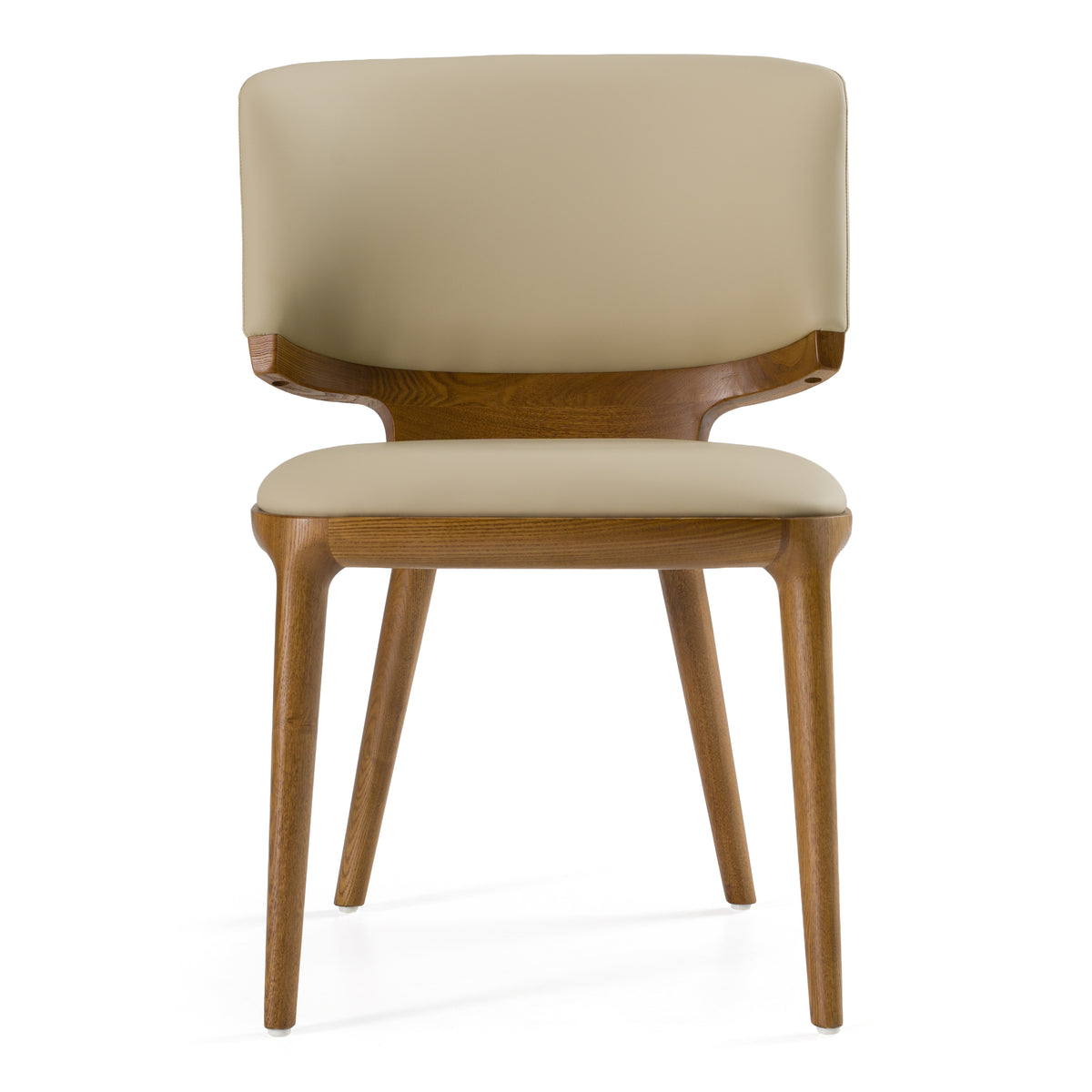 Stanley Contemporary Beige Leatherette and Walnut Dining Chair (Set of 2)