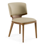 Stanley Contemporary Beige Leatherette and Walnut Dining Chair (Set of 2)