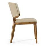 Stanley Contemporary Beige Leatherette and Walnut Dining Chair (Set of 2)