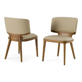 Stanley Contemporary Beige Leatherette and Walnut Dining Chair (Set of 2)