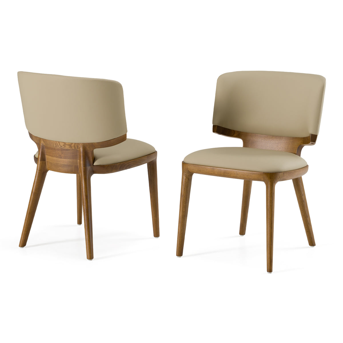 Stanley Contemporary Beige Leatherette and Walnut Dining Chair (Set of 2)