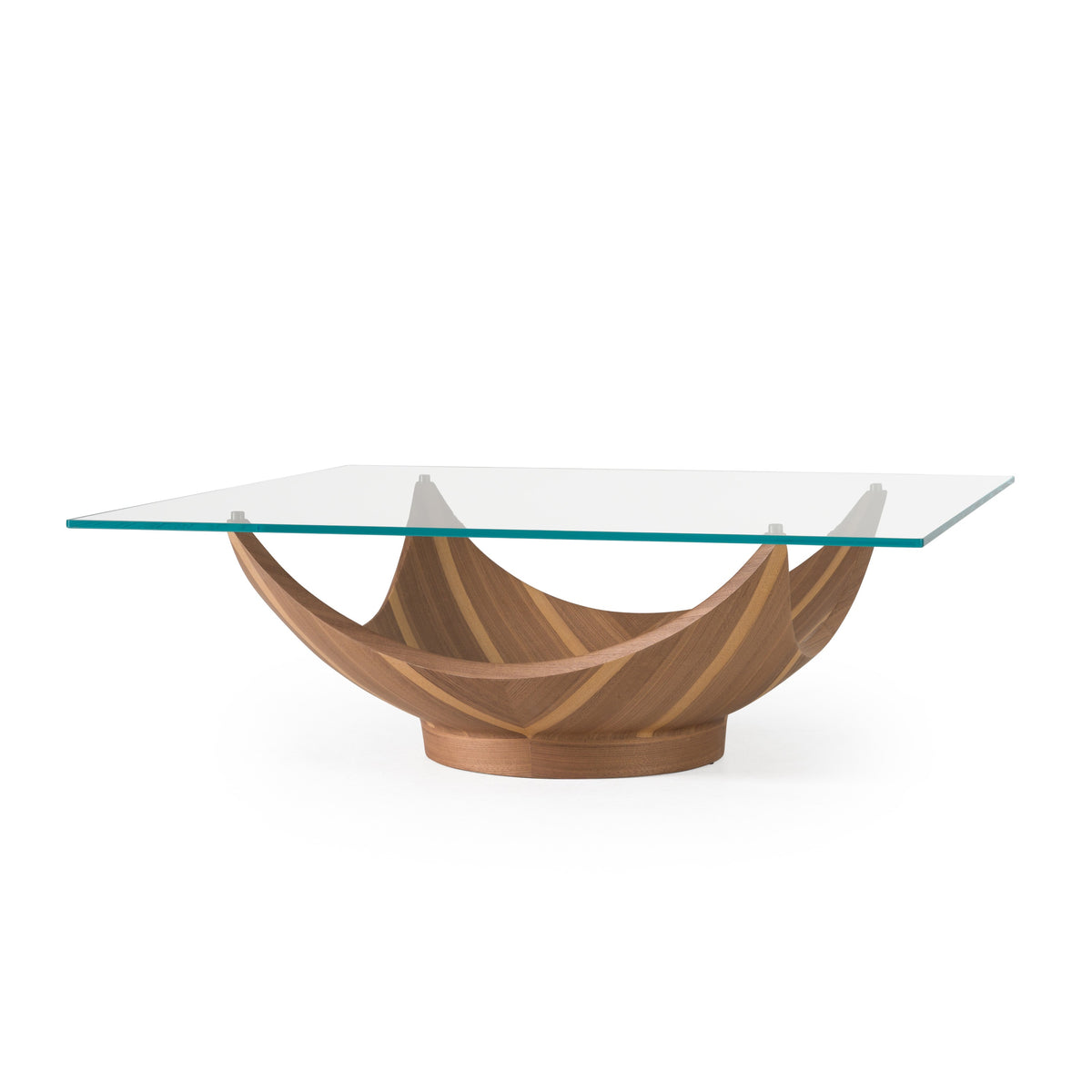 Sunrise Contemporary Glass + Walnut Square Coffee Table
